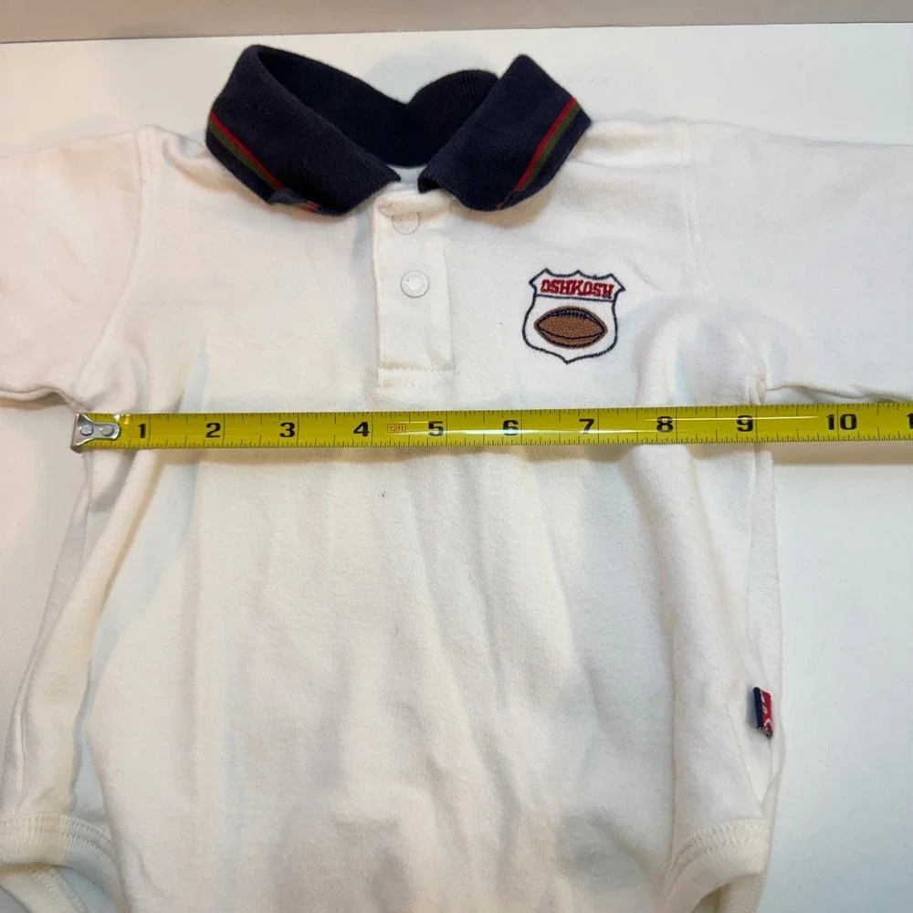 OshKosh B'gosh Baby Boy‎ 12 Month Tan Overalls Shirt Set Plaid Trim Vintage